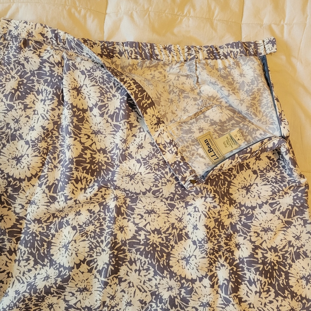 L.L Bean womans classic fit A-line linen & cotton blend floral skirt size large - Picture 7 of 14
